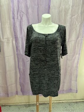 Soma Heathered Black Gray Short Sleeve Sleep Tunic #8
